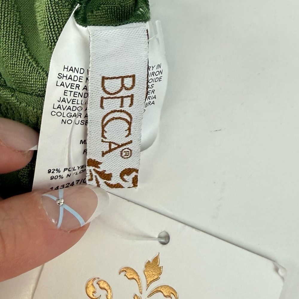 Becca Bikini Top Womens Small Green Swim NWT NEW - Picture 3 of 8